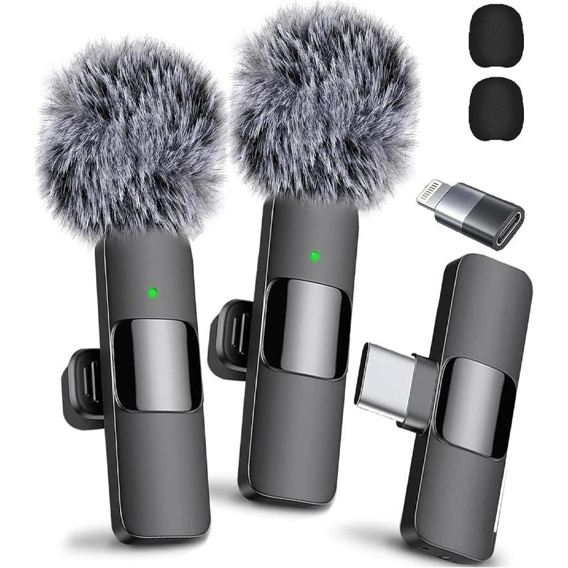 2 Pcs Wireless Microphones for Iphone, Android, Ipad