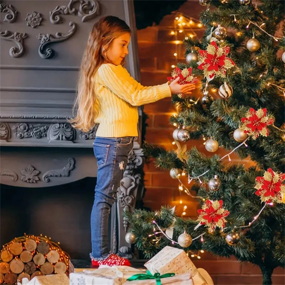 5/10/20Pcs Christmas Flower Ornaments