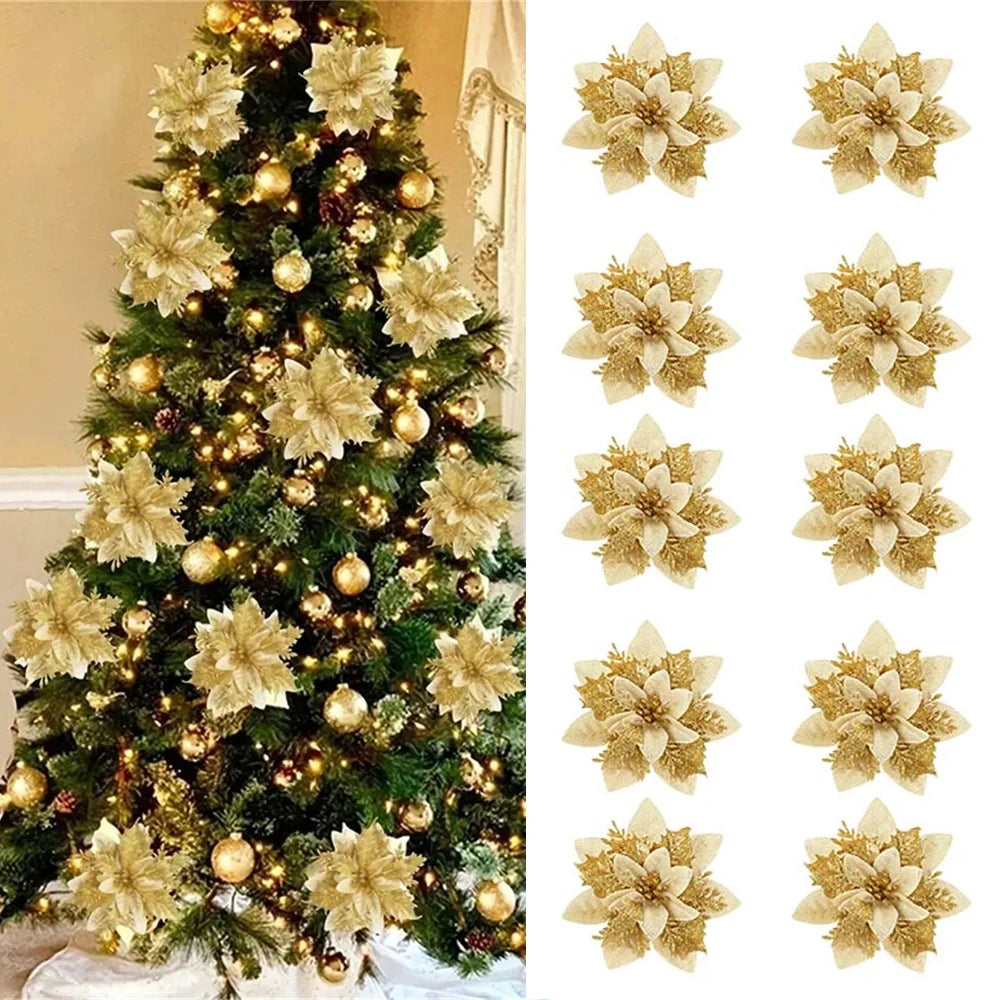 5/10/20Pcs Christmas Flower Ornaments