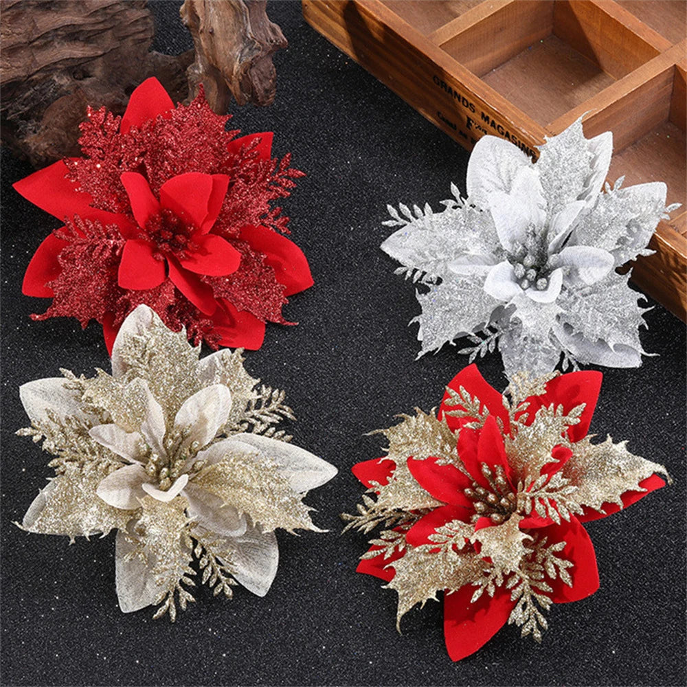 5/10/20Pcs Christmas Flower Ornaments