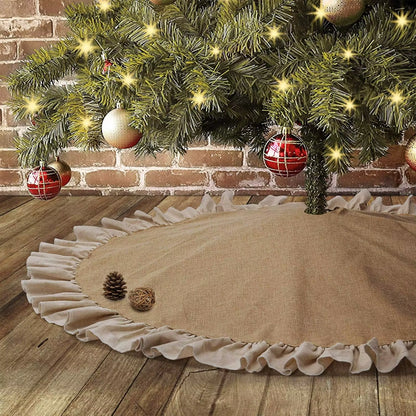 90/120Cm Christmas Tree Skirt Burlap Fall Tree Skirt,Rustic Farmhouse Jute Xmas Tree Skirt for Fall Farmhouse Thanksgiving Decor