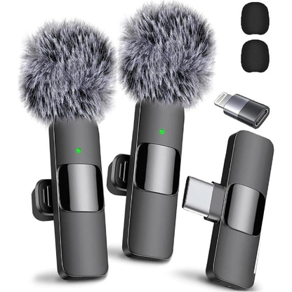 2 Pcs Wireless Microphones for Iphone, Android, Ipad