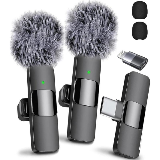 2 Pcs Wireless Microphones for Iphone, Android, Ipad