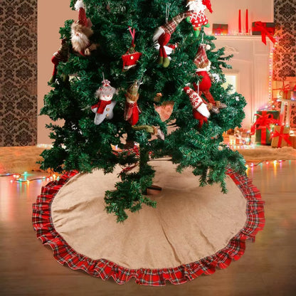 90/120Cm Christmas Tree Skirt Burlap Fall Tree Skirt,Rustic Farmhouse Jute Xmas Tree Skirt for Fall Farmhouse Thanksgiving Decor