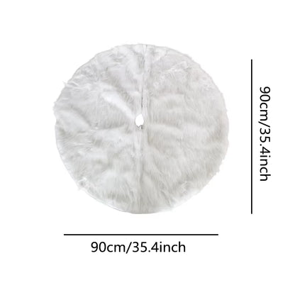 1Pc Plush Christmas Tree Skirt 90Cm round Snow Xmas Tree Mat Base Cover Faux Fur Home Decorations for Holiday Party