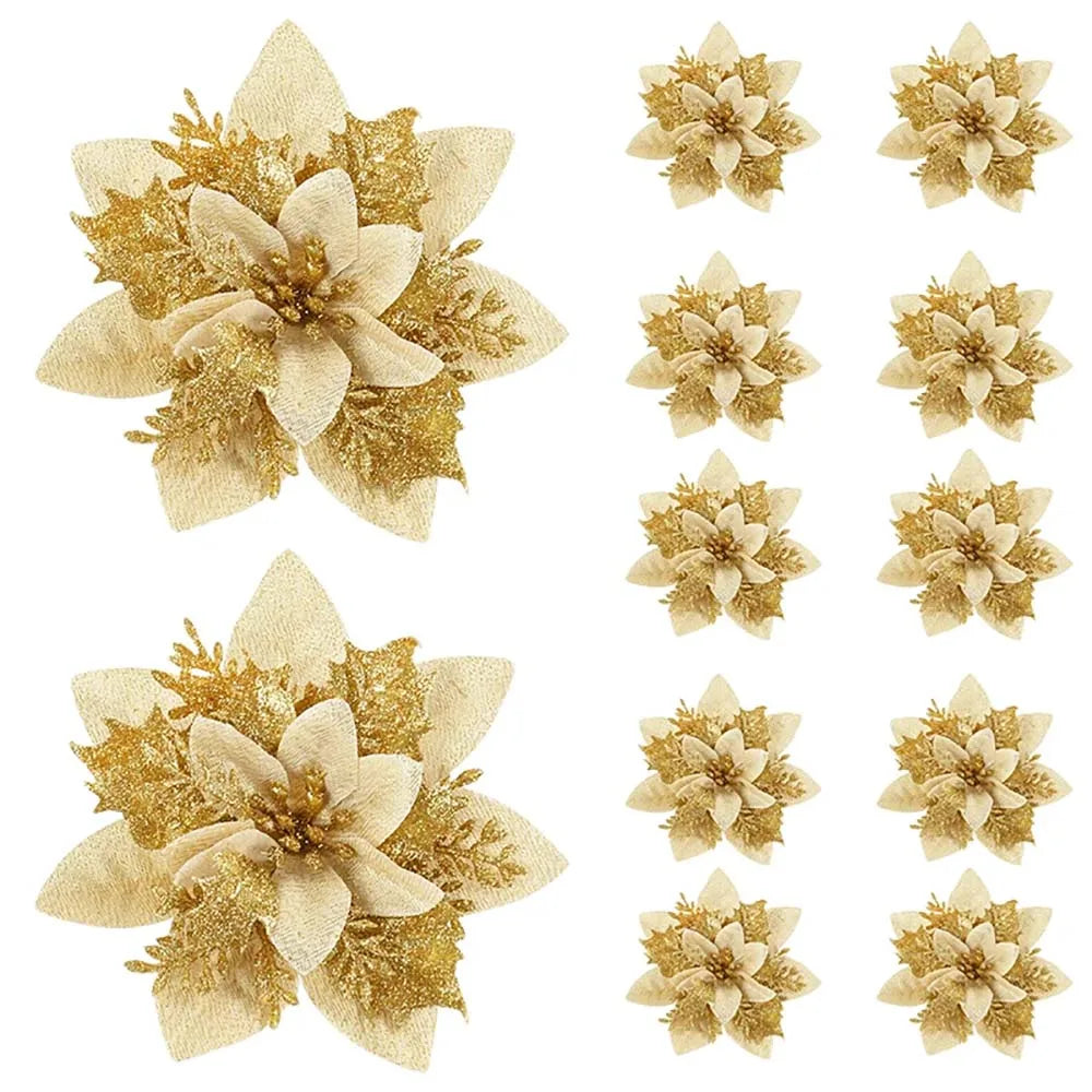 5/10/20Pcs Christmas Flower Ornaments