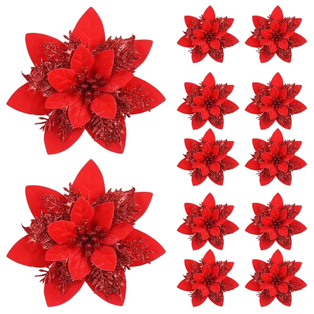 5/10/20Pcs Christmas Flower Ornaments