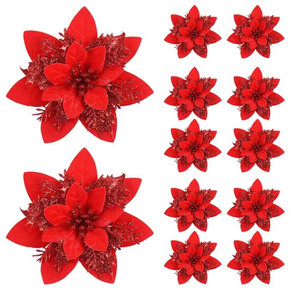 5/10/20Pcs Christmas Flower Ornaments