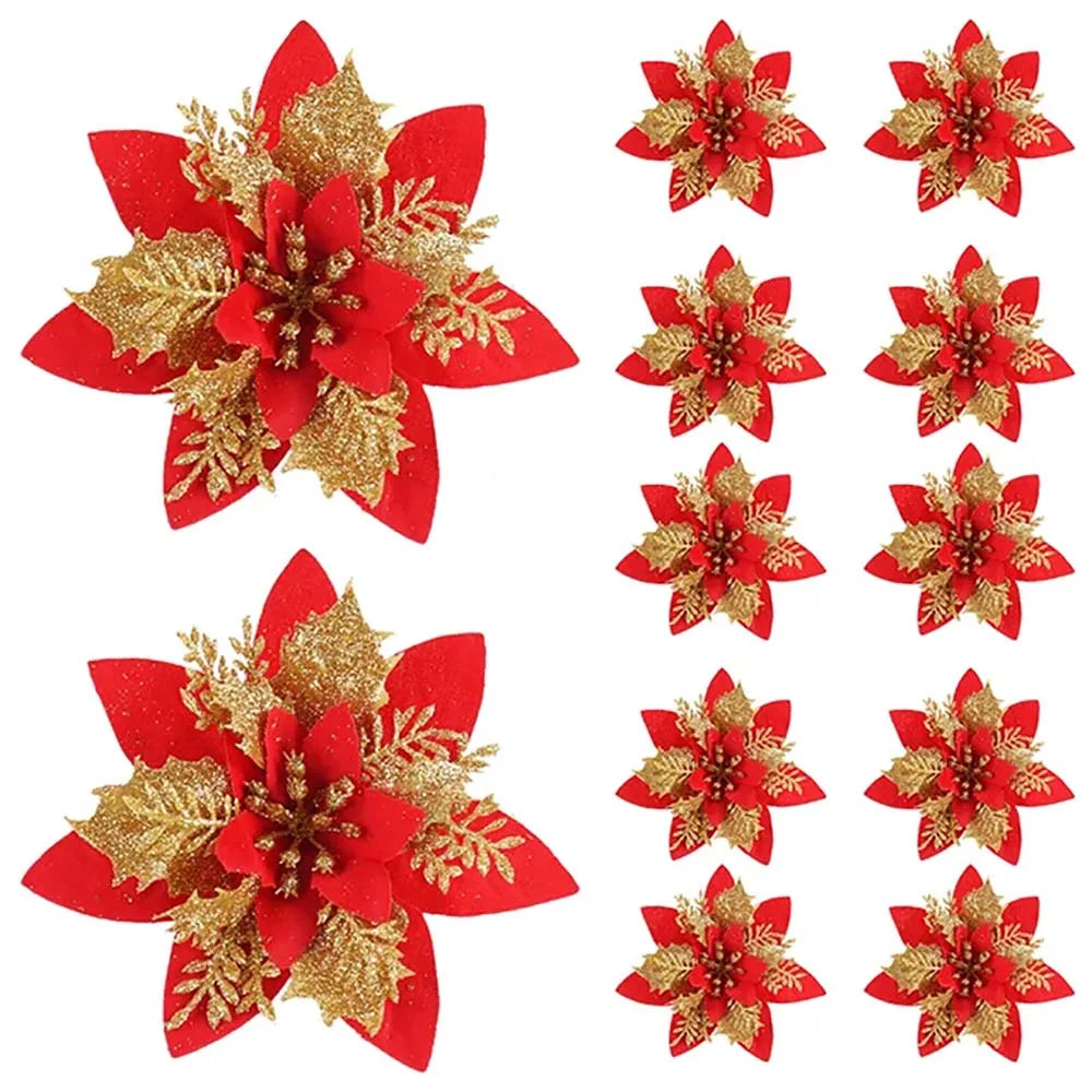 5/10/20Pcs Christmas Flower Ornaments
