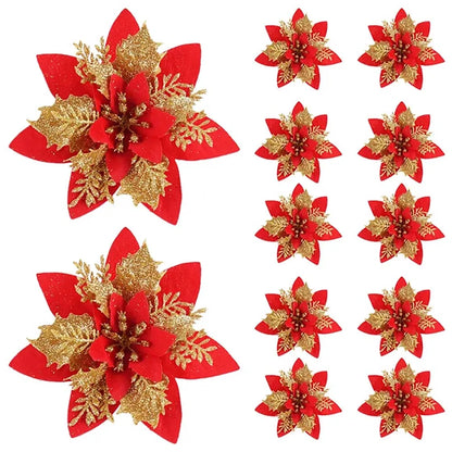 5/10/20Pcs Christmas Flower Ornaments