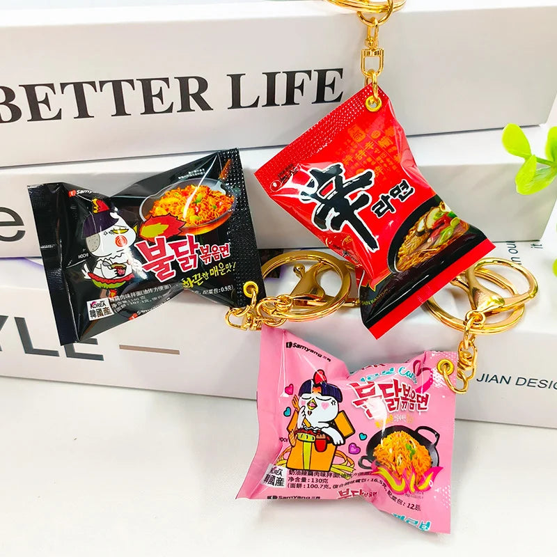 Simulation Instant Noodles Keychain on the Phone Mini Snacks Pendant Bag Pendant Christmas Gifts for the New Year