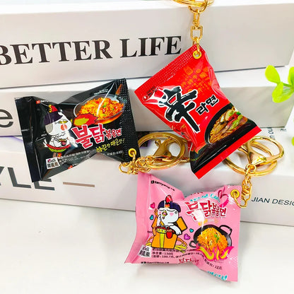 Simulation Instant Noodles Keychain on the Phone Mini Snacks Pendant Bag Pendant Christmas Gifts for the New Year