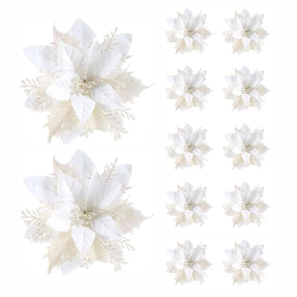 5/10/20Pcs Christmas Flower Ornaments