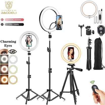 10" 26Cm LED Selfie Ring Light Photography Video Light Ringlight Phone Stand Tripod Fill Light Dimmable Lamp Trepied Streaming