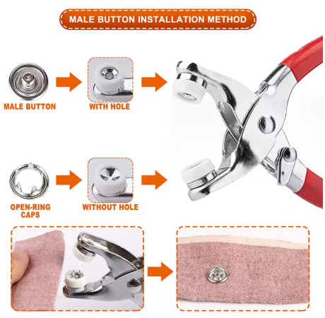 🧵 Sewing Kit with 100pcs Metal Buttons – Manual Pliers Tool Included