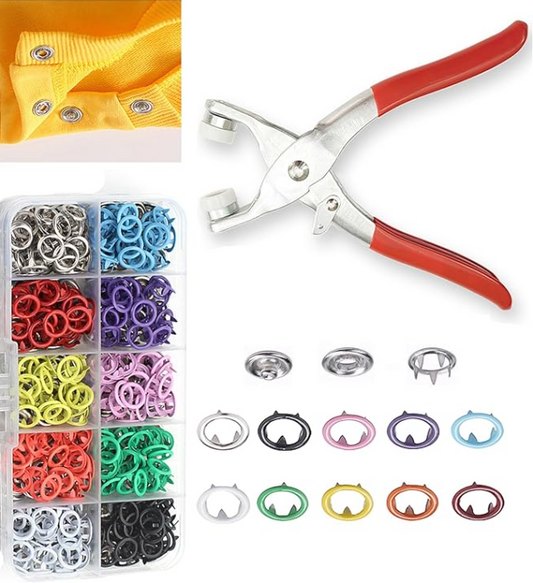 🧵 Sewing Kit with 100pcs Metal Buttons – Manual Pliers Tool Included