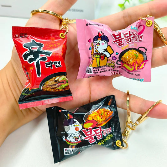 Simulation Instant Noodles Keychain on the Phone Mini Snacks Pendant Bag Pendant Christmas Gifts for the New Year