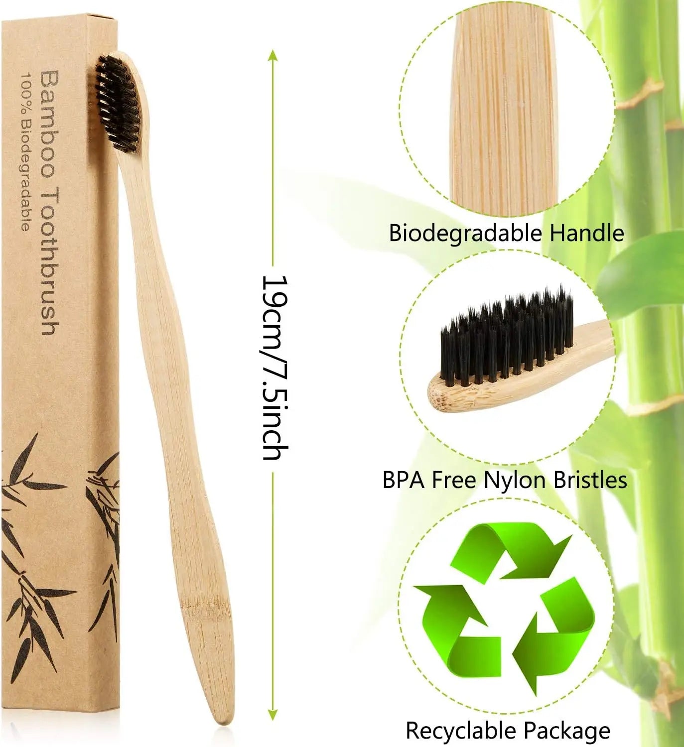 10/20/50/100/150Pcs Disposable Adult Bamboo Soft Bristled Toothbrush Wooden Toothbrush Clean Mouth Reusable for Home and Hotel