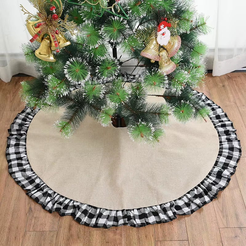 90/120Cm Christmas Tree Skirt Burlap Fall Tree Skirt,Rustic Farmhouse Jute Xmas Tree Skirt for Fall Farmhouse Thanksgiving Decor