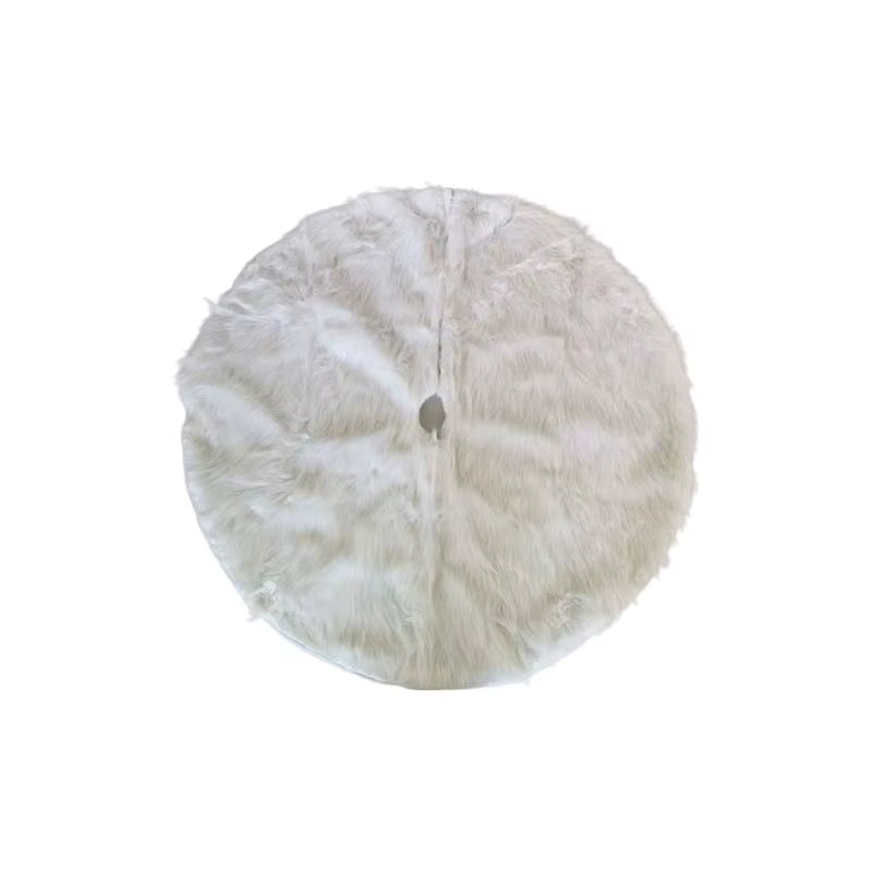 1Pc Plush Christmas Tree Skirt 90Cm round Snow Xmas Tree Mat Base Cover Faux Fur Home Decorations for Holiday Party